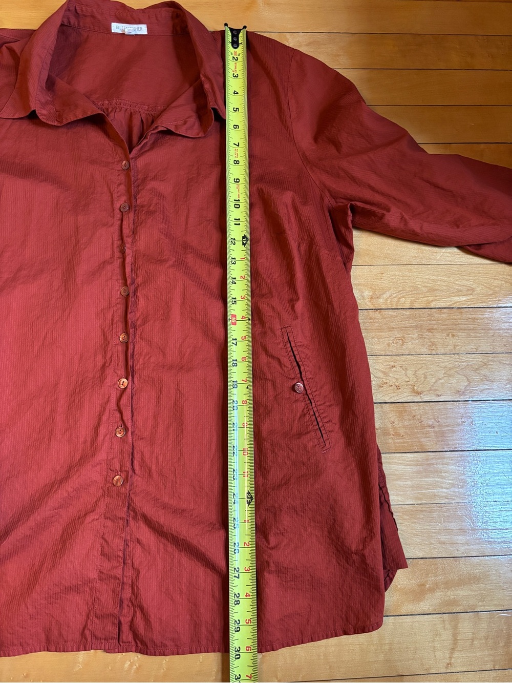 EUC Vintage Eileen Fisher Burnt Orange Red Cotton Button-Down Shirt | Women’s 1X - Picture 14 of 16
